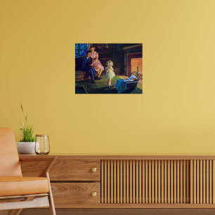 Vintage Kaminfamilie Retro Poster