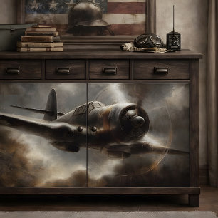 Vintage-Kampf-Flugzeug-Dekoupage Seidenpapier