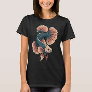 Vintage Kampffisch Illustration - Retro Siamesisch T-Shirt