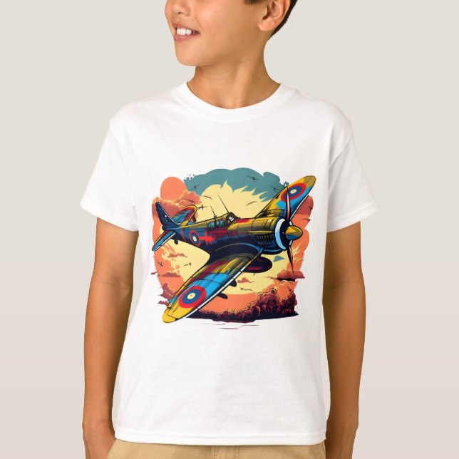 Vintage-Kampfflugzeug-Design T-Shirt (Vorderseite)