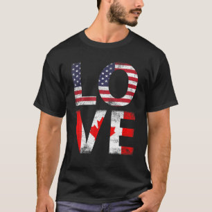 Vintage Kanada USA Flagge Kanadische Liebe T-Shirt