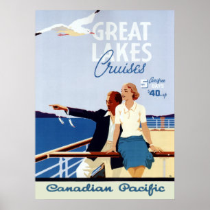 Vintage kanadische Kreuzfahrt-Linie Great Lakes Poster