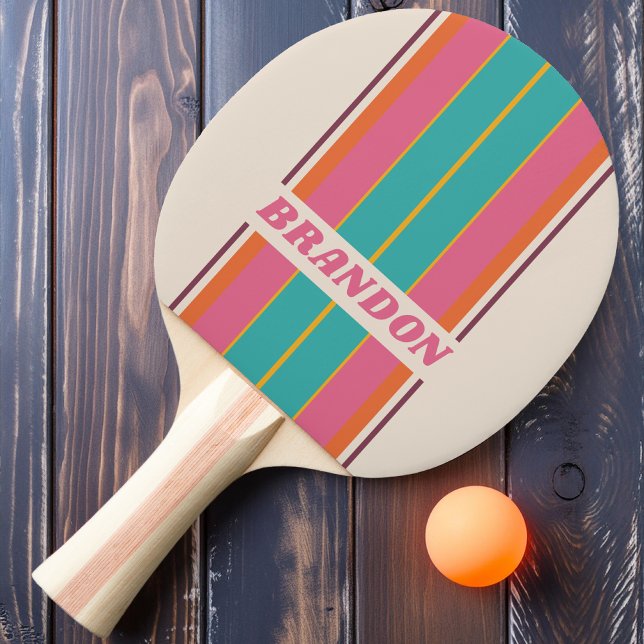 Vintage Kandy-Regenbogen-Streifen mit Namen Tischtennis Schläger (Von Creator hochgeladen)