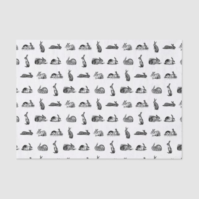 Vintage Kaninchen Bunnies Art CUSTOM HINTERGRUNDFA Seidenpapier (Vorderseite)