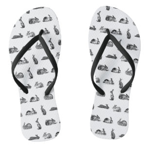 Vintage Kaninchen Kaninchen Bunny Art CUSTOM BG F Flip Flops