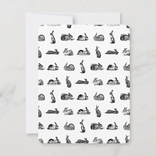 Vintage Kaninchen, klassische Bunnies CUSTOM BG FA Einladung (Vorderseite)