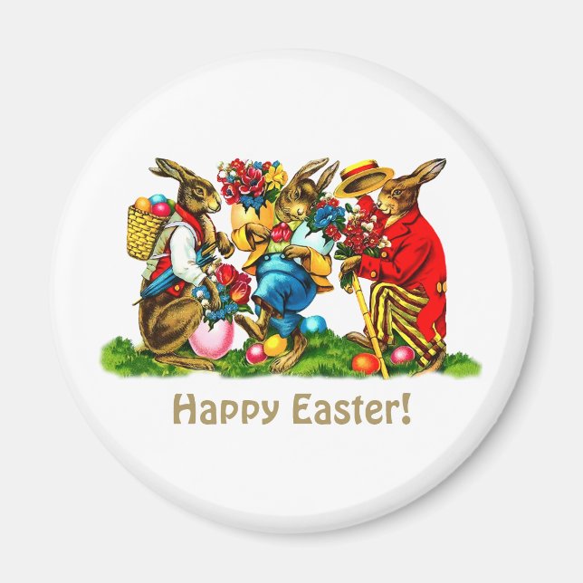 Vintage Kaninchen Ostergeschenk Magnet (Vorne)