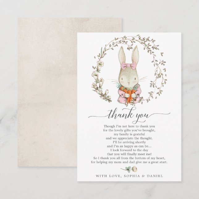 Vintage Kaninchendusche Danke Karte (Vorne/Hinten)