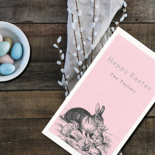 Vintage Kaninchenfamilie - Frohe Ostern Serviette