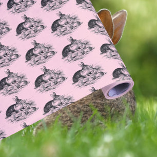 Vintage Kaninchenfamilie - zeichnend Geschenkpapier