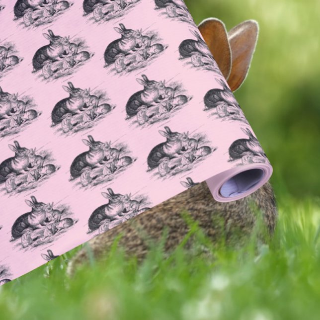 Vintage Kaninchenfamilie - zeichnend Geschenkpapier (Von Creator hochgeladen)