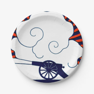 Vintage Kanonenartillerie im Juli patriotisch Pappteller