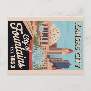 Vintage Kansas City Missouri Retro-Reiseillustrati Postkarte
