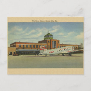 Vintage Kansas City Municipal Airport Post Card Postkarte