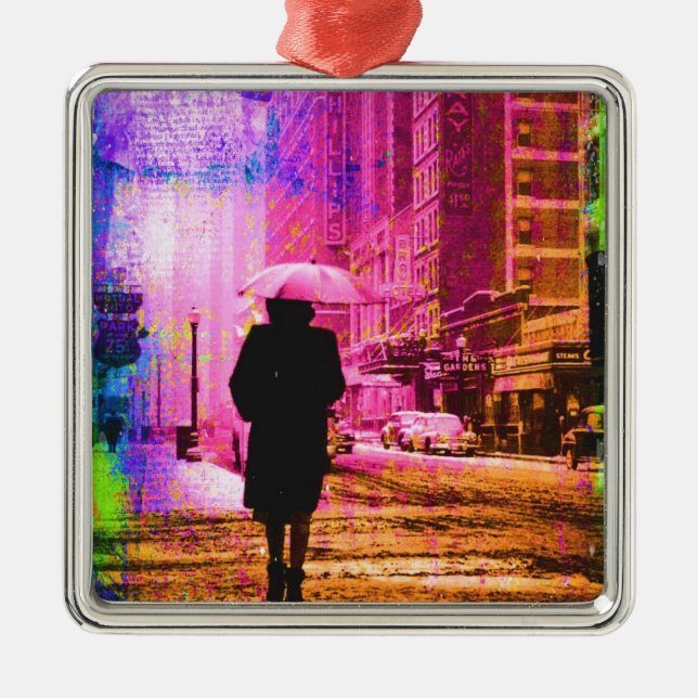 Vintage Kansas City Silbernes Ornament (Vorne)