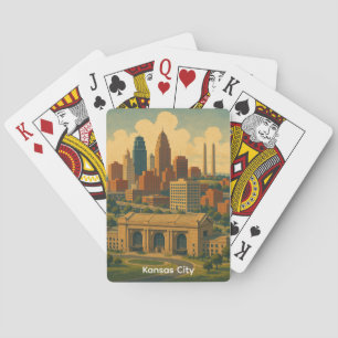 Vintage Kansas City Silhouette Skyline Spielkarten