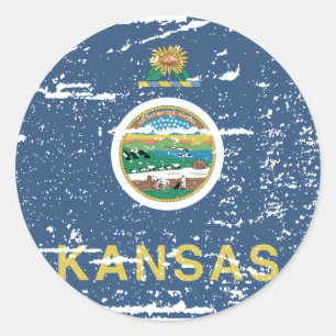 Vintage KANSAS-Flag Runder Aufkleber