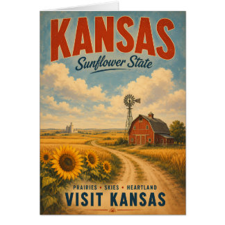 Vintage Kansas-Herzlandschaft mit Sonnenblumen