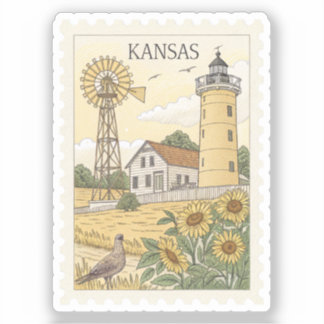Vintage Kansas Sonnenblumen-Windmühle-Leuchtturm-S Aufkleber