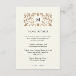 Vintage Kapitel Seite Hochzeitseinführungskarte. Begleitkarte