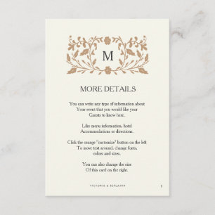 Vintage Kapitel Seite Hochzeitseinführungskarte. Begleitkarte