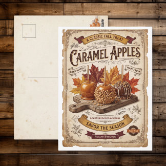 Vintage-Karamelläpfel | Herbstliche Segnungen Postkarte