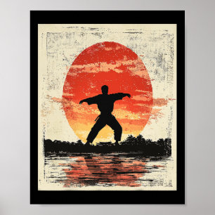 Vintage-Karate-Silhouette mit japanischem Distress Poster