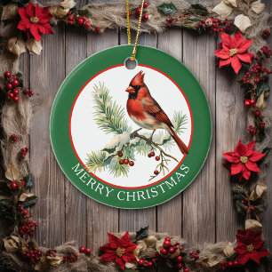 Vintage-Kardinalvogel Freude auf die Welt Keramik Ornament
