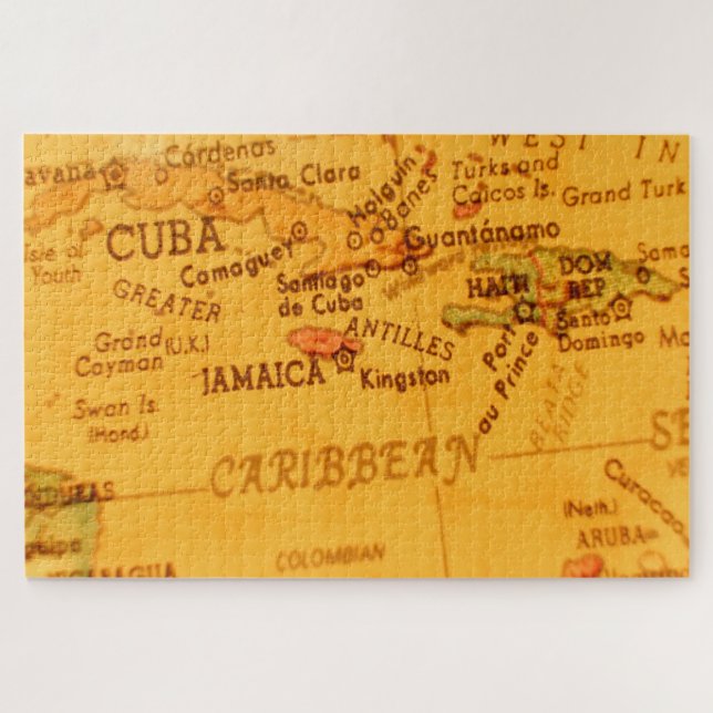 Vintage Karibikkarte Jamaica Jigsaw Puzzle (Horizontal)