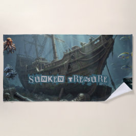 Vintage Karibischer Schatz Pirat Strandtuch