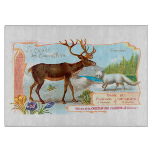 Vintage Karibu (Rentier) und Polarfuchs Schneidebrett
