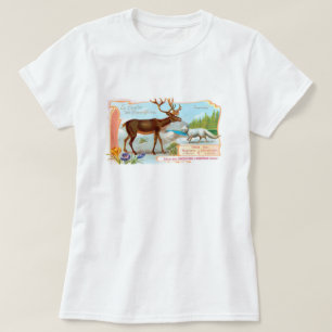 Vintage Karibu (Rentier) und Polarfuchs T-Shirt