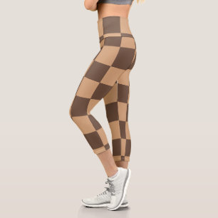 Vintage Kariert in warmen Brauntönen Capri Leggings