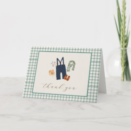 Vintage Karierte Kinderkleidung Kinderdusche Dankeskarte