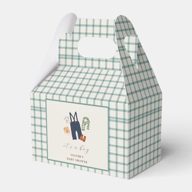 Vintage Karierte Kinderkleidung Kinderdusche Geschenkschachtel (Vorderseite)