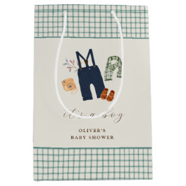 Vintage Karierte Kinderkleidung Kinderdusche Mittlere Geschenktüte