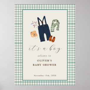 Vintage Karierte Kinderkleidung Kinderdusche Willk Poster