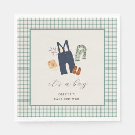 Vintage Karierte Kinderkleidung Kinderdusche Willk Serviette