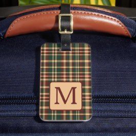 Vintage Karierte Monogramme in Rot und Grün Gepäckanhänger