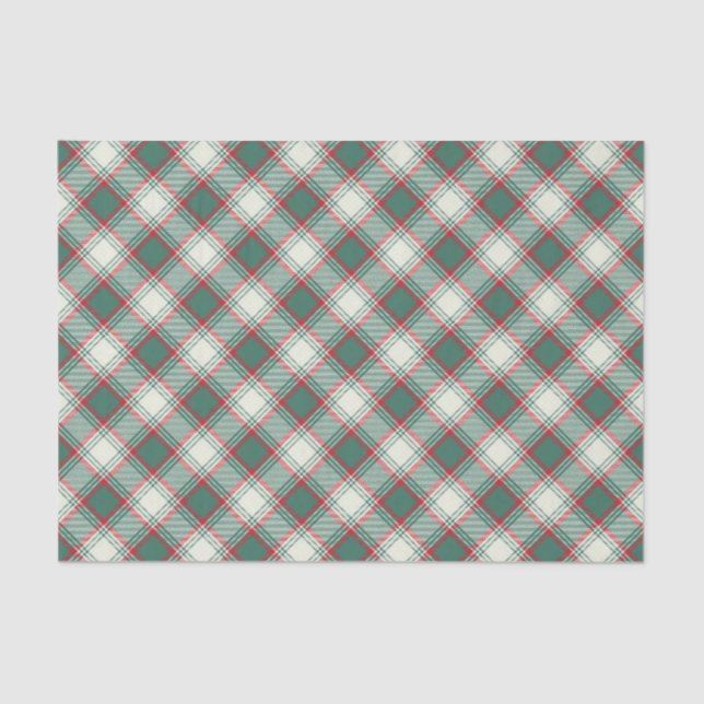 Vintage Karierte Plätze in Grün Seidenpapier (Vorderseite)