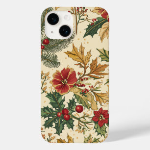 Vintage-Karmesin-Weihnachtsstern Immergrün Winter Case-Mate iPhone 14 Hülle