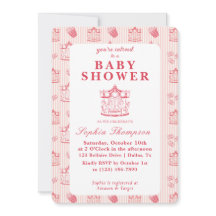 Vintage-Karneval-Baby-Shower-Einladung