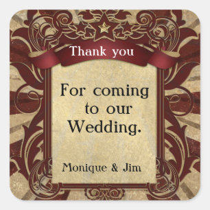 Vintage Karneval Zirkus Elegante Hochzeitsgunst Quadratischer Aufkleber