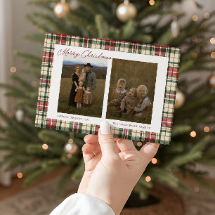 Vintage-Karo-Weihnachtsfamilienfoto Feiertagskarte