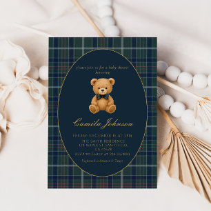 Vintage-Karohase-Teddybär-Baby-Shower-Einladung Einladung
