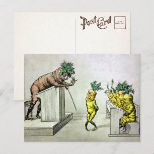 Vintage Karotten auf Schulpostkarte Postkarte