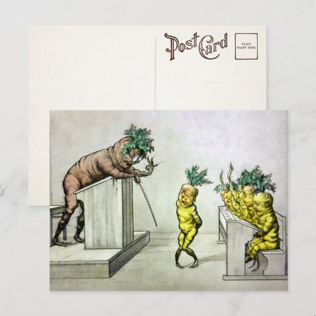 Vintage Karotten in der Schulpostkarte  Postkarte (Vorne/Hinten)