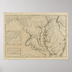 Vintage Karte 1795 Maryland Poster