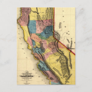Vintage Karte 1851 California Gold Region Staat