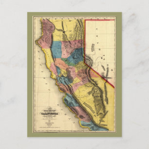 Vintage Karte 1851 California Gold Region Staat